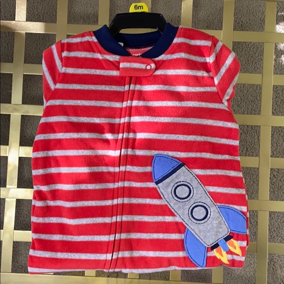 Carter’s Striped Fleece Rocket Footed Pajamas - Picture 1 of 5
